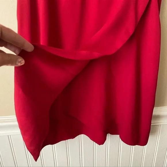 Helena Quinn red wrap dress size M silk poly blend - Picture 8 of 9